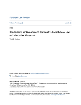 Constitutions As "Living Trees"? Comparative Constitutional Law and Interpretive Metaphors
