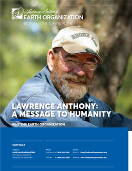 Lawrence Anthony: a Message to Humanity