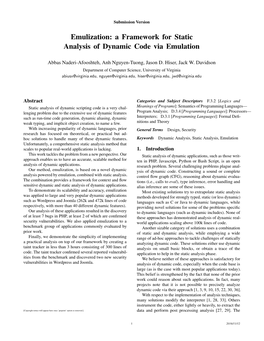 A Framework for Static Analysis of Dynamic Code Via Emulation