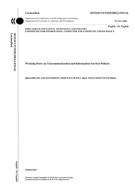 Unclassified DSTI/ICCP/TISP(2003)1/FINAL