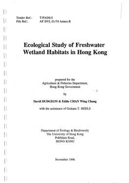 Ecological Study of Freshwater Wetland Habitats in Hong Kong