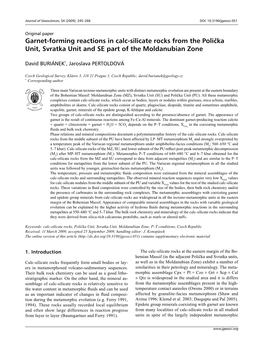 Garnet-Forming Reactions in Calc-Silicate Rocks from the Polička Unit, Svratka Unit and SE Part of the Moldanubian Zone