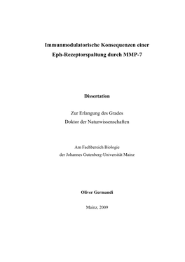 Immunmodulatorische Konsequenzen Einer Eph-Rezeptorspaltung Durch MMP-7