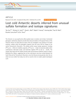 Lost Cold Antarctic Deserts Inferred from Unusual Sulfate Formation and Isotope Signatures