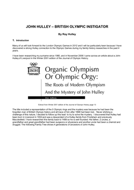 John Hulley – British Olympic Instigator