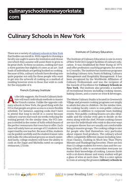 Culinary Schools in New York