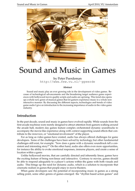 Sound and Music in Games April 2010, VU Amsterdam