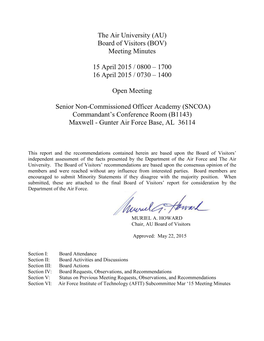 (BOV) Meeting Minutes 15 April 2015 / 0800