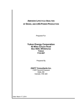 Yukon Energy Corporation #2 Miles Canyon Road Box 5920, Whitehorse Yukon Y1A 6S7