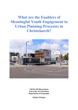 What Are the Enablers of Meaningful Youth Engagement in Urban Planning Processes In