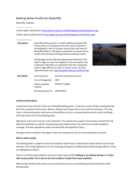 Bathing Water Profile for Rockcliffe