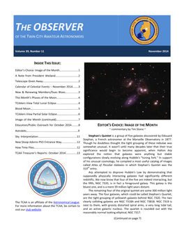 The Observer of the Twin City Amateur Astronomers