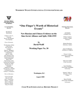 One Finger's Worth of Historical Events