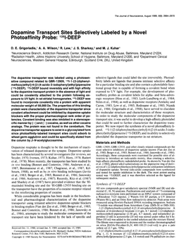 Dopamine Transport Sites Selectively Labeled by a Novel Photoaffinity Probe: L*%DEEP