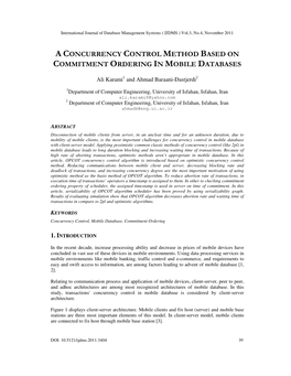 A Concurrency Control Method Based on Commitment Ordering in Mobile Databases