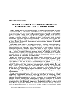 Uwagi O Przebiegu I Rezultatach Uwłaszczenia W Powiecie Kozielskim Na Górnym Śląsku