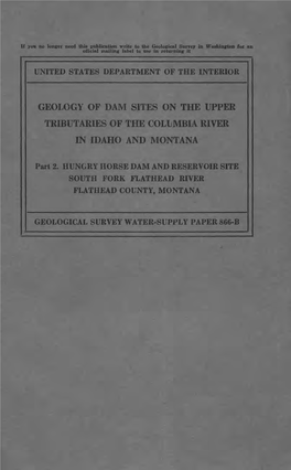 Geology of Dam Sites on the Upper in Idaho and Montana