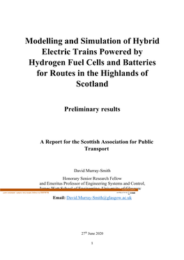Modelling and Simulation of Hybrid Electric Trains Powered by Hydrogen Fuel Cells and Batteries for Routes in the Highlands of Scotland