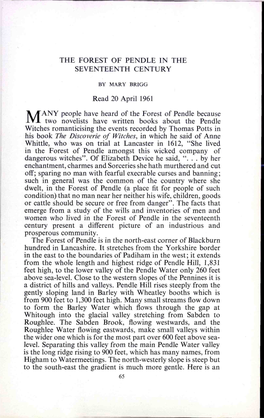 THE FOREST of PENDLE in the SEVENTEENTH CENTURY Read