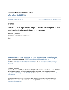 The Nicotinic Acetylcholine Receptor CHRNA5/A3/B4 Gene Cluster: Dual Role in Nicotine Addiction and Lung Cancer