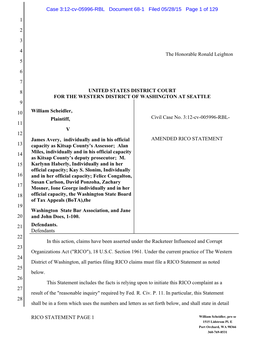 AMENDED RICO STATEMENT 13 Capacity As Kitsap County’S Assessor; Alan 14 Miles, Individually and in His Official Capacity As Kitsap County’S Deputy Prosecutor; M