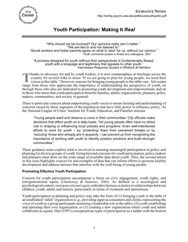Youth Participation: Making It Real