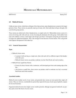 Mesoscale Meteorology