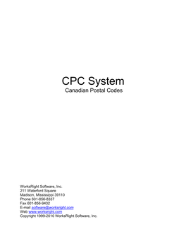 CPC System Canadian Postal Codes