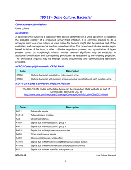 Urine Culture, Bacterial