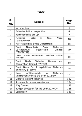 Sl. No. Subject Page No. 1 Introduction 1 2 Fisheries Policy
