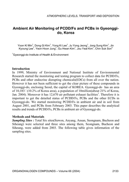 Ambient Air Monitoring of PCDD/Fs and Pcbs in Gyeonggi- Do, Korea