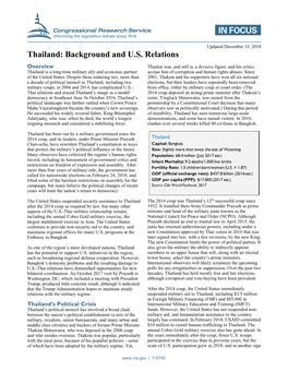 Thailand: Background and U.S. Relations