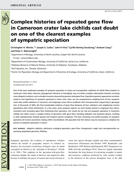 Complex Histories of Repeated Gene Flow in Cameroon Crater Lake Cichlids Cast Doubt on One of the Clearest Examples of Sympatric