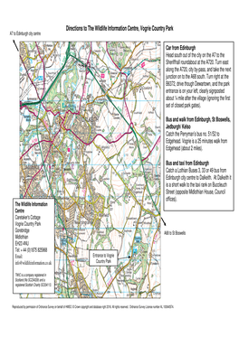 Directions to the Wildlife Information Centre, Vogrie Country Park A7 to Edinburgh City Centre