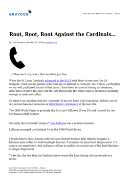 Root, Root, Root Against the Cardinals…