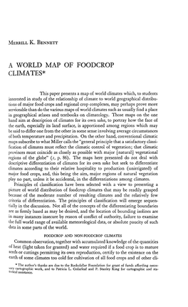 A World Map of Food Crop Climates*