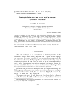 Topological Characterization of Weakly Compact Operators Revisited †