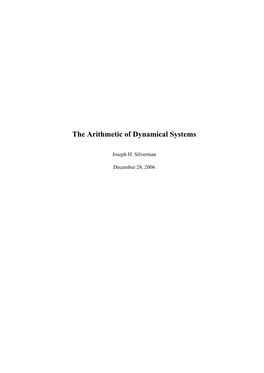 The Arithmetic of Dynamical Systems