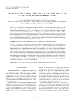 The Genus Cordaicarpus Geinitz in the Lower Permian of the Paraná Basin, Rio Grande Do Sul, Brazil