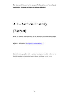 Artificial Insanity [Extract]