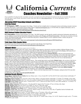 Coaches Newsletter, Fall 2008