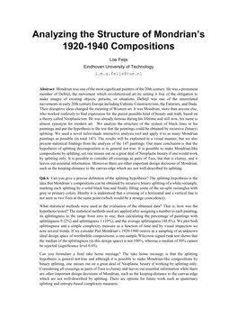 Analyzing the Structure of Mondrian's 1920-1940 Compositions