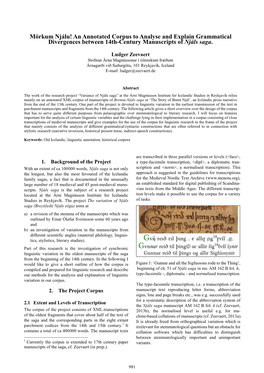 Mörkum Njálu. an Annotated Corpus to Analyse and Explain Grammatical Divergences Between 14Th-Century Manuscripts Of