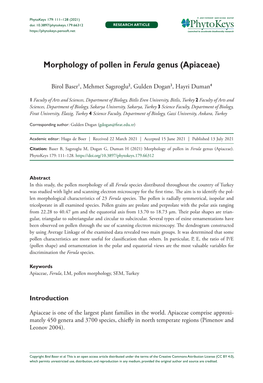 Morphology of Pollen in Ferula Genus (Apiaceae)