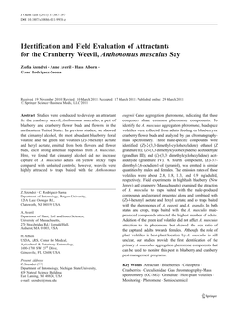 Identification and Field Evaluation of Attractants for the Cranberry Weevil, Anthonomus Musculus Say