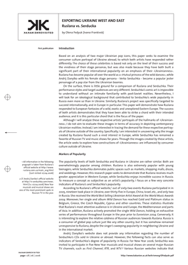 EXPORTING UKRAINE WEST and EAST Ruslana Vs. Serducka