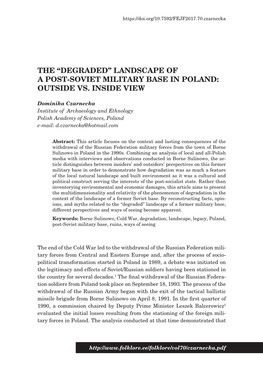 Landscape of a Post-Soviet Military Base in Poland: Outside Vs