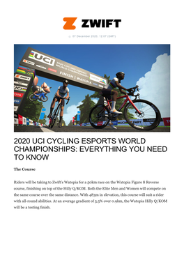 2020 Uci Cycling Esports World Championships: Everything You Need to Know
