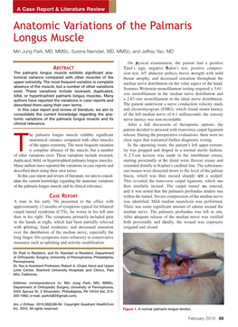 Anatomic Variations of the Palmaris Longus Muscle
