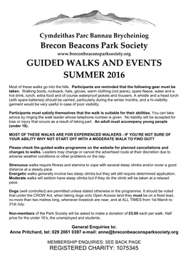 Guided Walks and Events Summer 2016